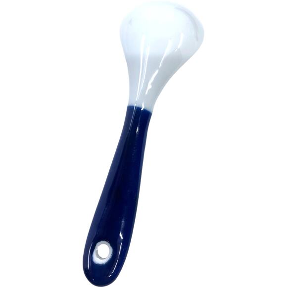 DANSK Blue & White Sugar Bowl w/ Lid & Serving Spoon - Picture 6 of 8